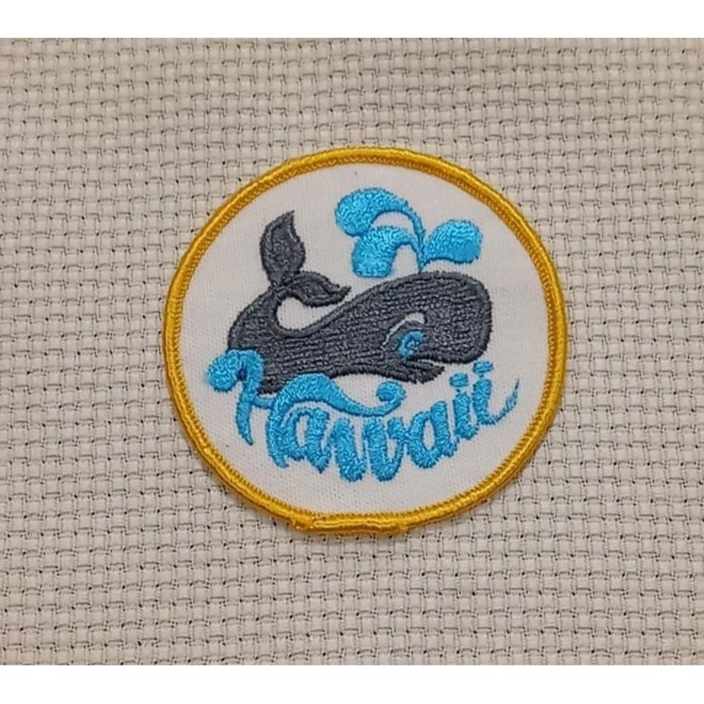 Vintage Hawaii Souvenir Patch Embroidered Gray Whale Badge Hawaii Patch